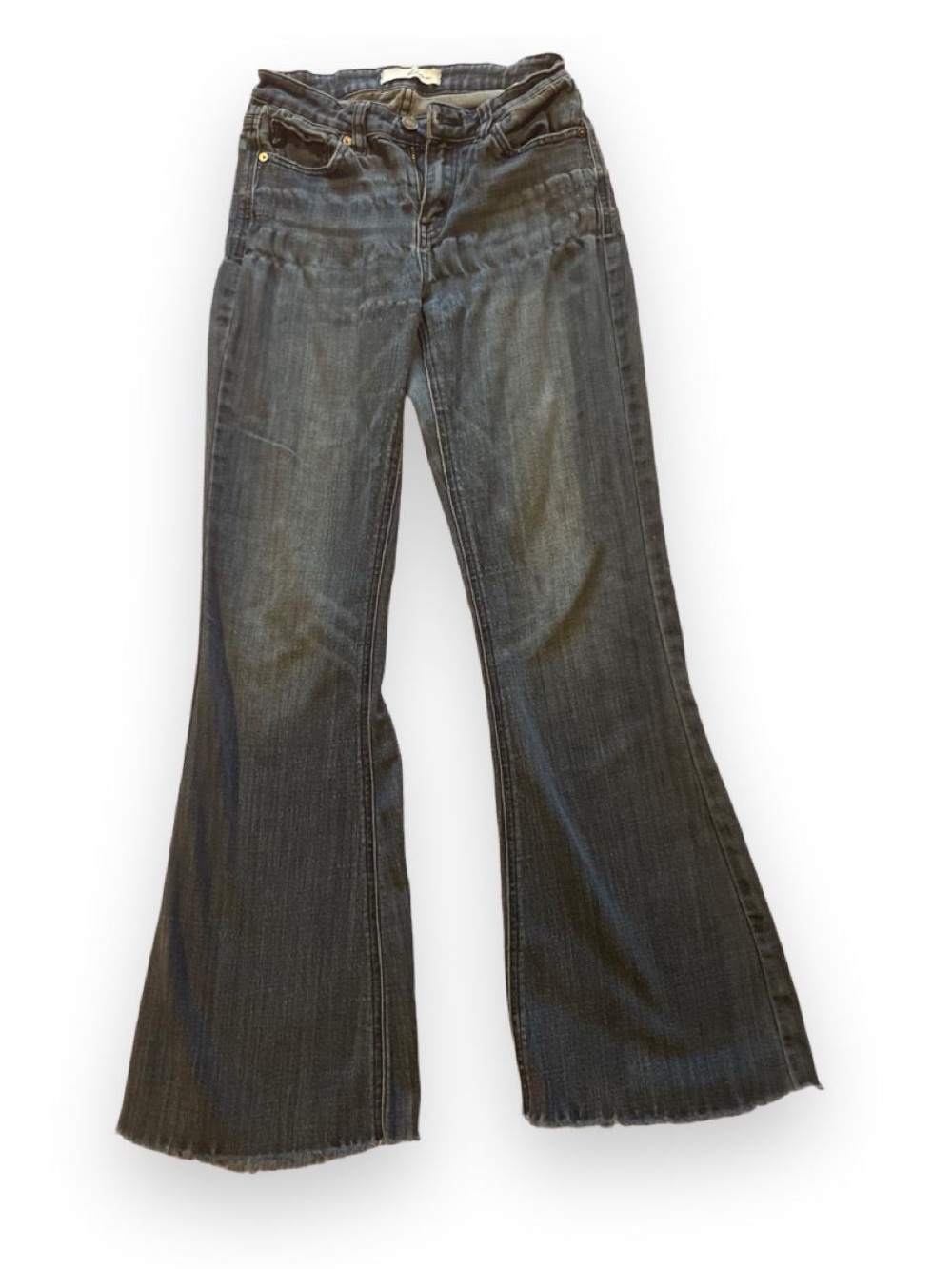 KanCan Dark Wash Flare Jeans in Faded Black-Blue